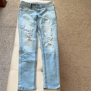 Hippie girl Light Blue Distressed Skinny Jeans Girls size 12 (Stitch fix)